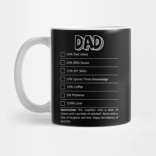 Funny Dad Ingredients Tee - Humorous Fatherhood Shirt for Coffee, Chocolate & Sarcasm Lovers Mug